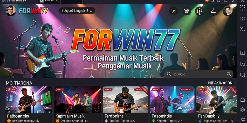 Tampilan permainan FORWIN77 dengan berbagai tantangan musik yang menarik.