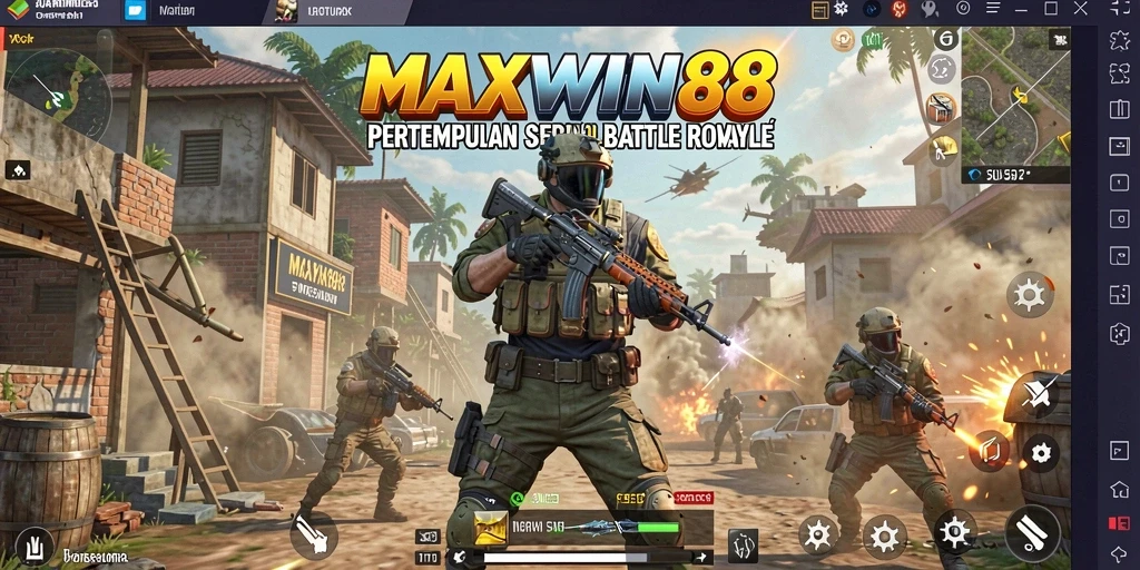 Screenshot gameplay MAXWIN88 menunjukkan aksi pertempuran yang mendebarkan.
