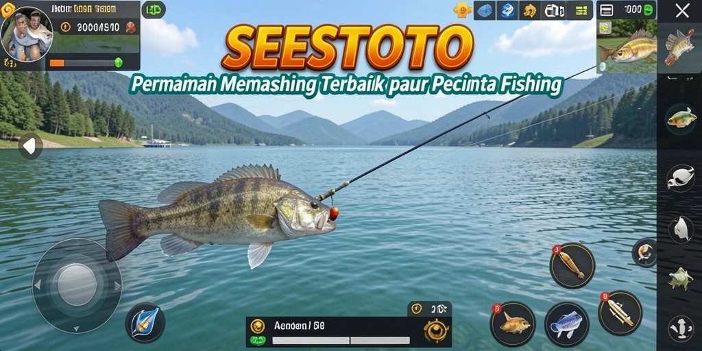 Screenshot gameplay SESETOTO dengan pengalaman memancing yang realistis.